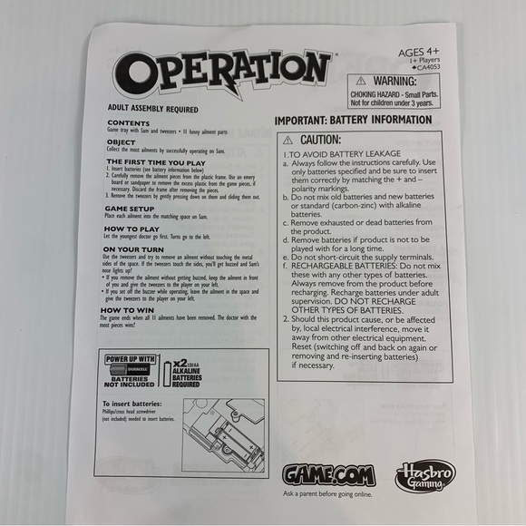 Operation Board Game 2013 Hasbro Tested Buzz & Nose Lights Up 100% Complete - Picture 13 of 16